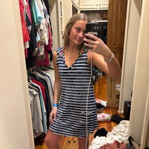 Navy and White Striped coverup dress